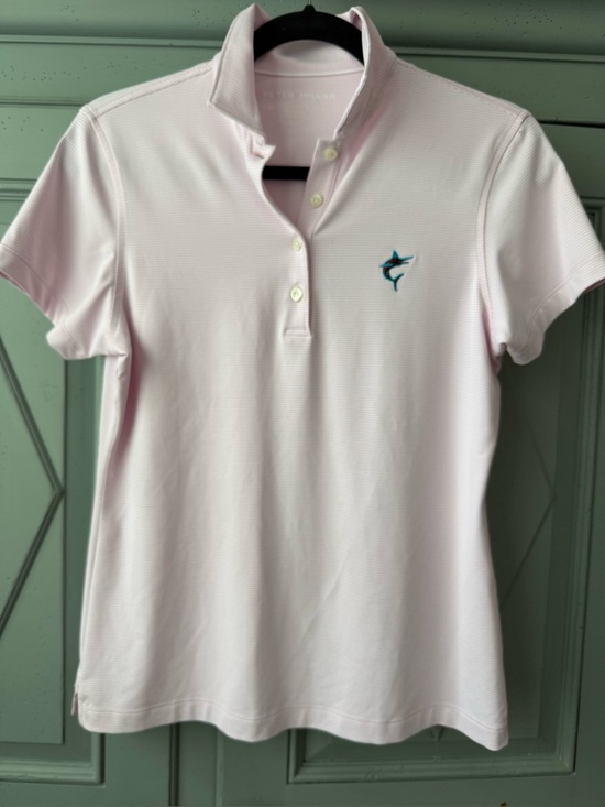 Peter Millar Tops - Peter Millar Women's Golf Polo Pink/White stripe